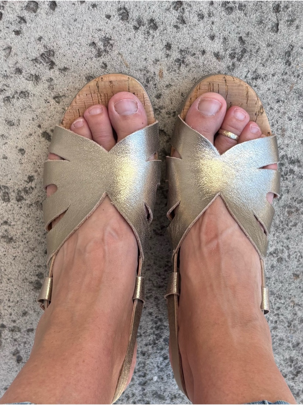 Kork-Ease Metallic gold Strappy Platform Sandals Size 8 - Picture 7 of 12